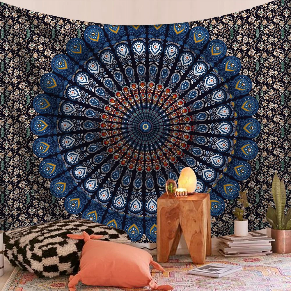 Indian Mandala Wall Hanging Tapestry Bohemian Sandy Beach Throw Rug Blanket Camping Tent Sleeping Pad Tapestries 95x73cm