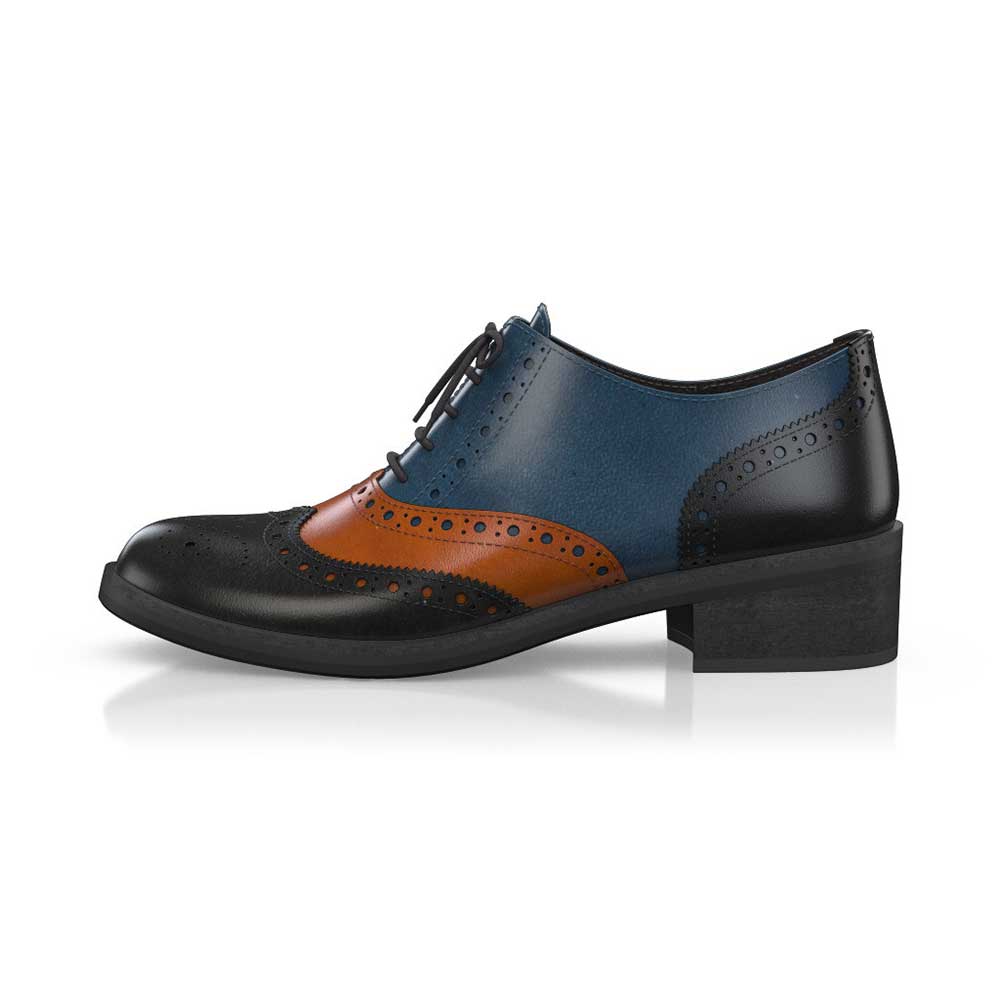 Multicolor Round Toe Chunky Heel Vintage Lace Up Oxford Shoes Nicepairs