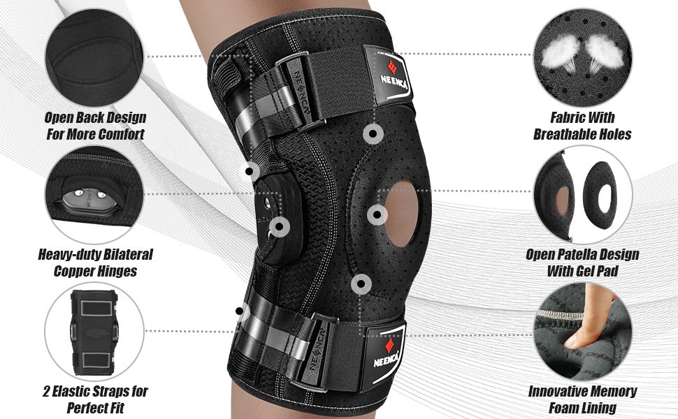 Likron Watches NEENCA Hinged Knee Brace with Side Stabilizers for Comprehensive Knee Support
