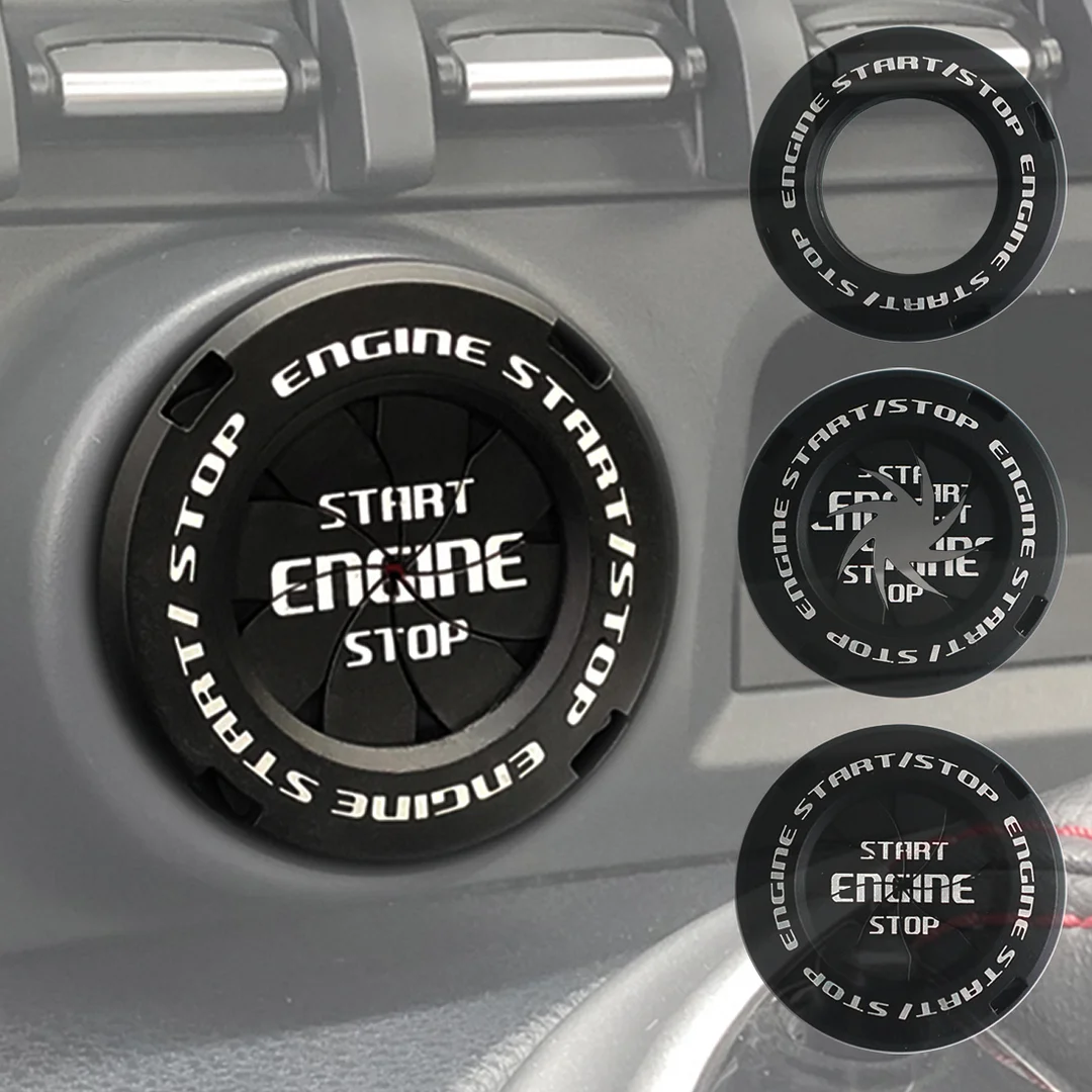 Car Push Start Button Cover Spin Engine Start Stop Button Cover Ignition Protective Cover Anti-Scratch Universal Button Decoration Protector Ring