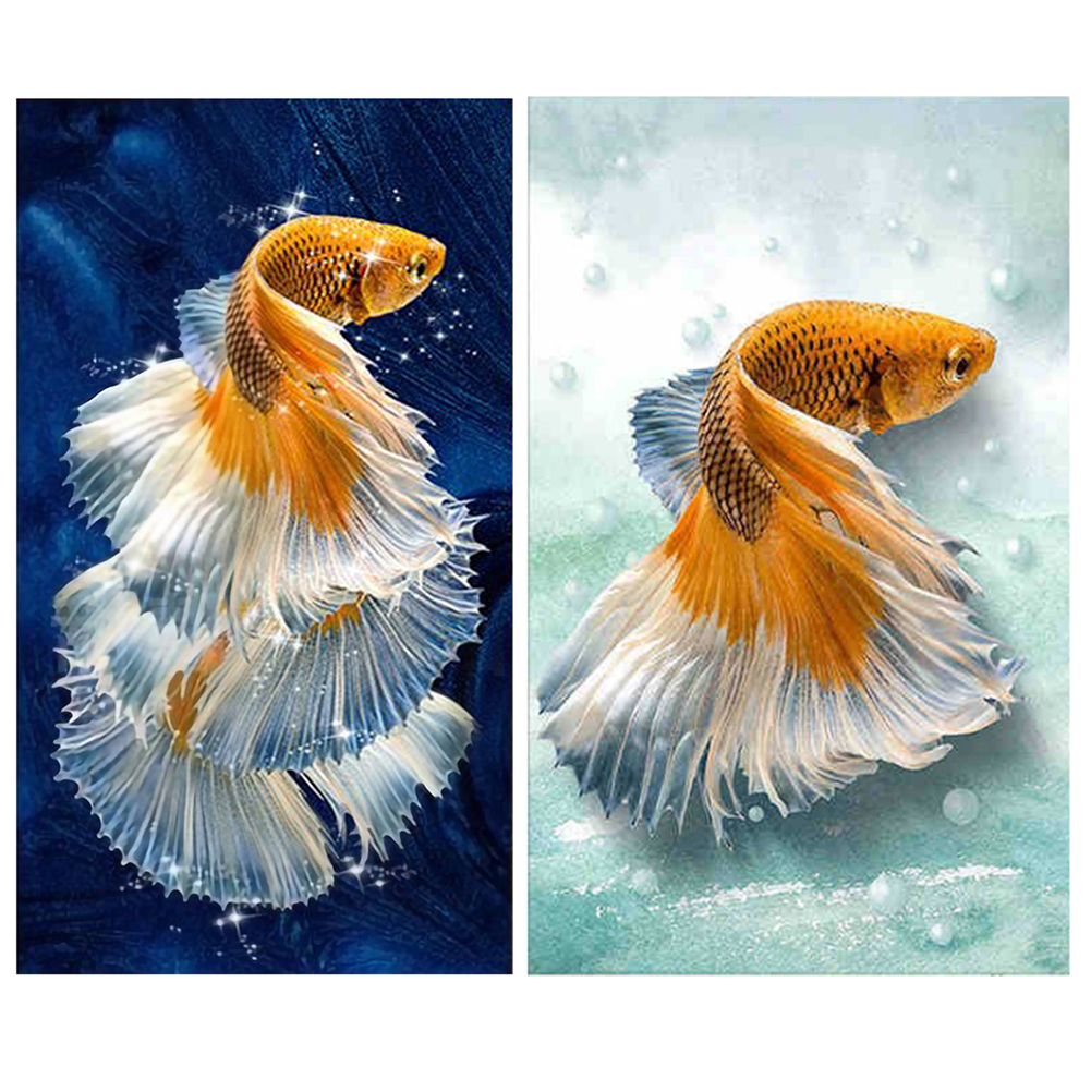 11CT Art Stamped Canvas Cross Stitch Kit DIY Quiet Goldfish Needlework