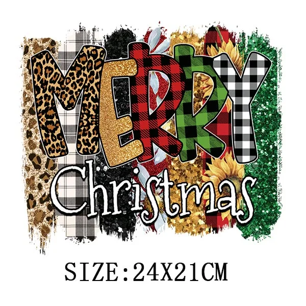 Beautiful Christmas Gift Thermal Sticker On Clothes DIY T-shirt Washable Iron On Patch For Clothing Christmas Design Patch Decor