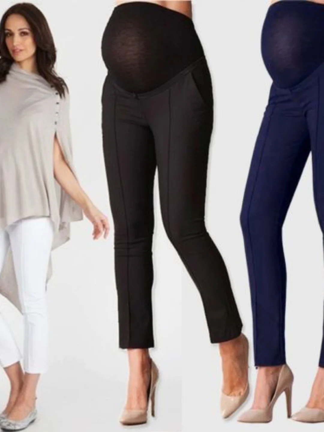 Women's High Waist Skinny Maternity Pants - Stretchy Elastic Straight Leg Ankle-Length Trousers For Work & Office, Solid Black, Machine Washable, Spring/Fall Casual Comfort, Maternity Work Pants | Sleek Maternity Pants | Smooth Texture Trouser | IFYHOME