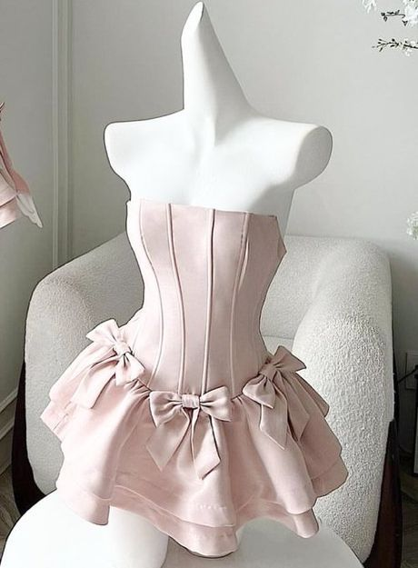 Blushing Pink Straight Across Bow-Knot Mini Homecoming Dress HC0178