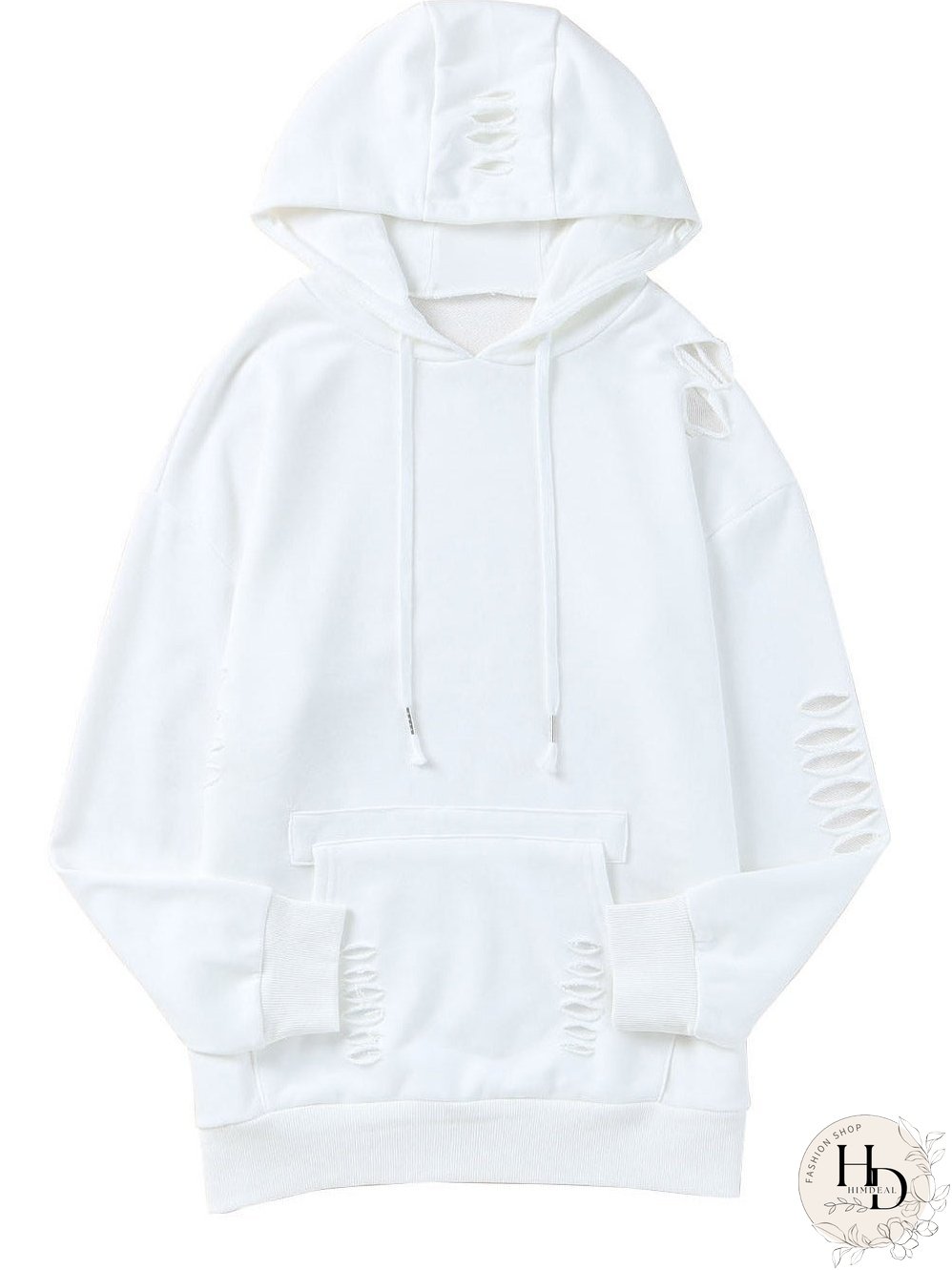 Women's Distressed Pullover Hoodie