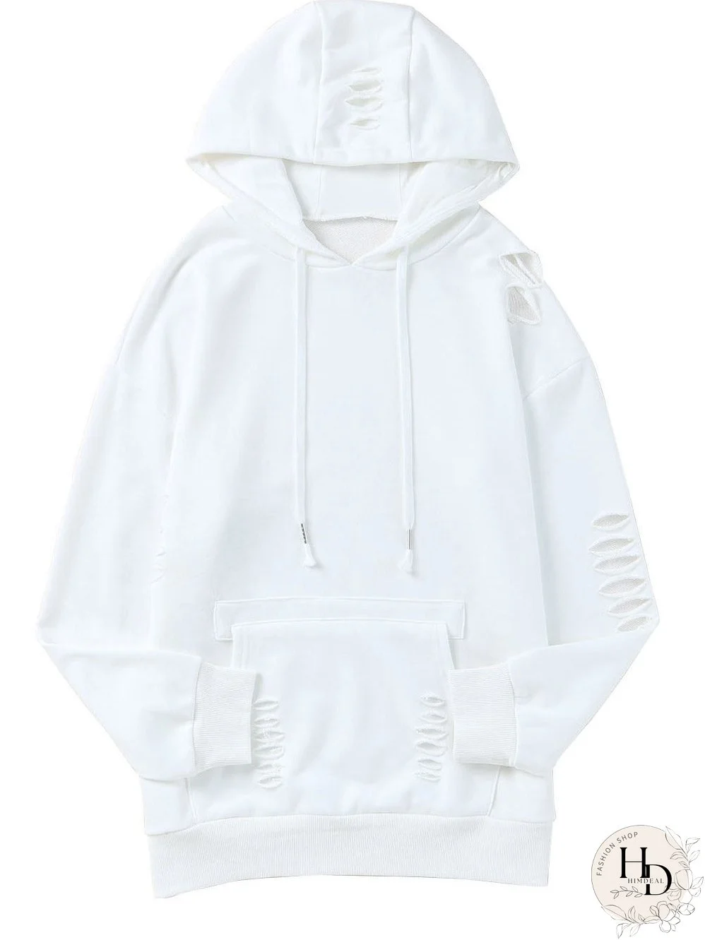 Women's Distressed Pullover Hoodie