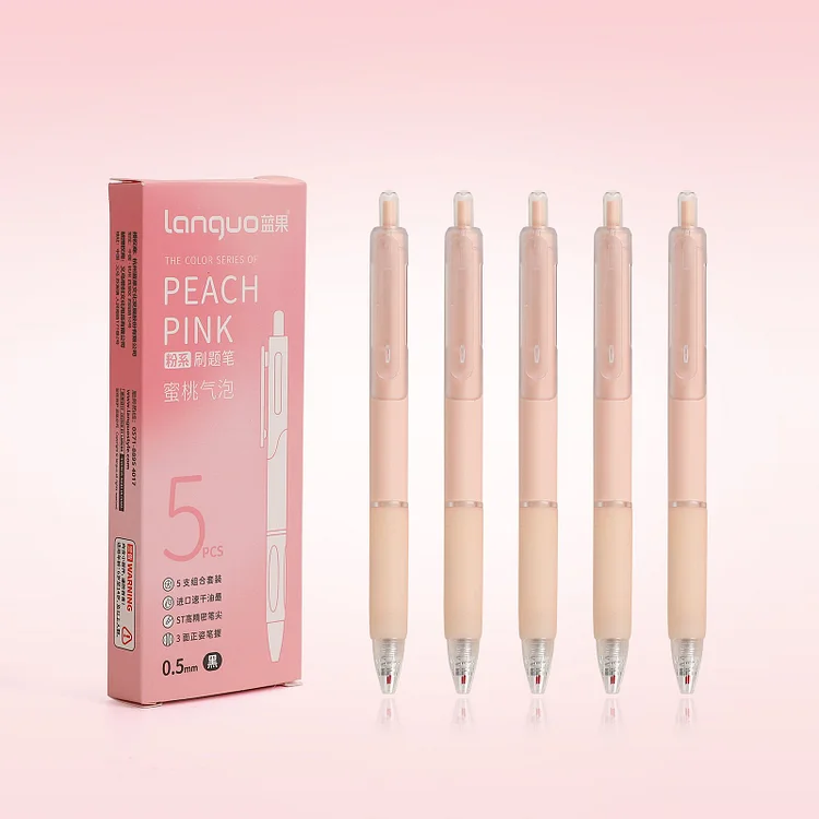 Journalsay 5 Pcs/Set Push Gel Pens 0.5mm Black Ink Kawaii Smooth Writing Student Stationary Office Signature Pens