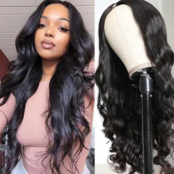 V Part Wigs Body Wave Human Hair Wigs 250% Density Human Hair Glueless Wigs Natural Color