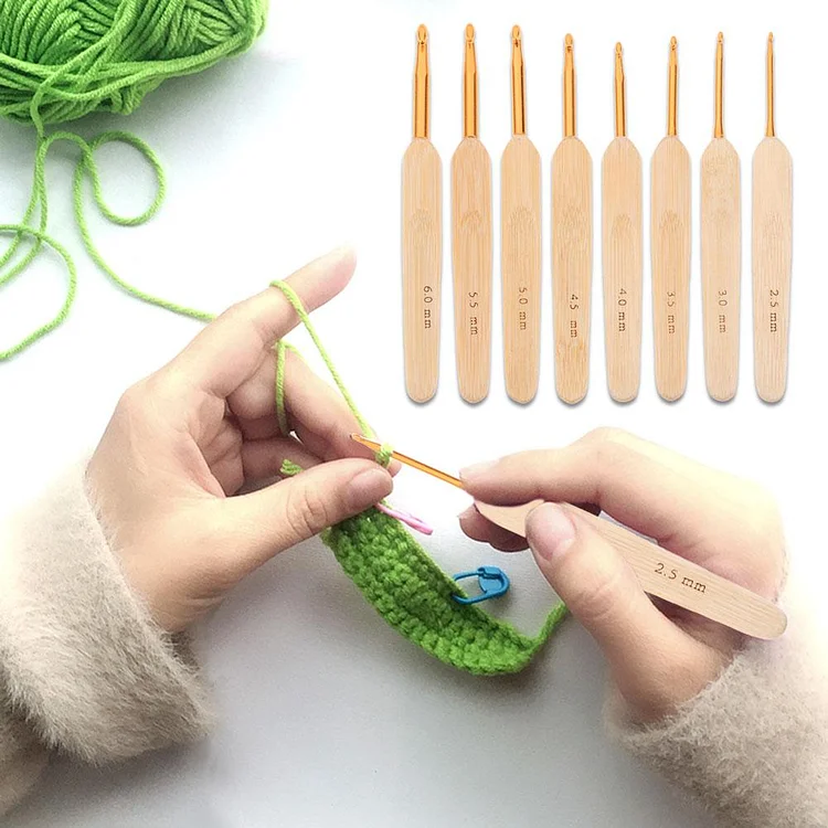 8Pcs/Set Multicolor Soft Handle Aluminum Crochet Hook Knitting Needles Kit  Sweater Scarf Sewing Needles Knitting Tools