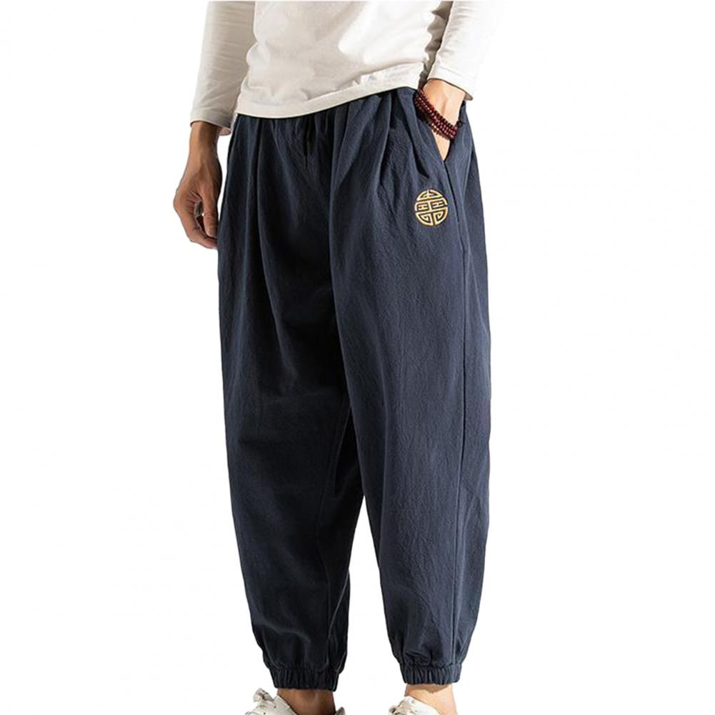 2025 Men Cotton Linen Harem Pants Men Summer Print Breathable Linen Cropped Pants Male Casual Baggy Drawstring Beach Pants 6XL | Thingsroom