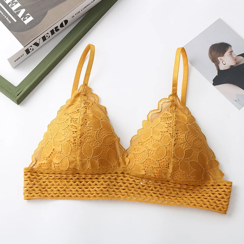 Fashion Lace Bralette Bra Triangle Cup Sexy Lingerie Wire Free Brassiere Female Underwear Seamless Bra Push Up Bras For Women