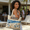 Beach Themed Quilted Tote Bag by Inlyline