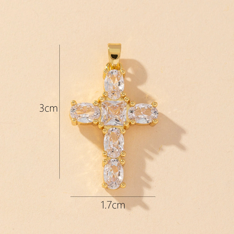 1 Piece Copper Zircon Printing Pendant