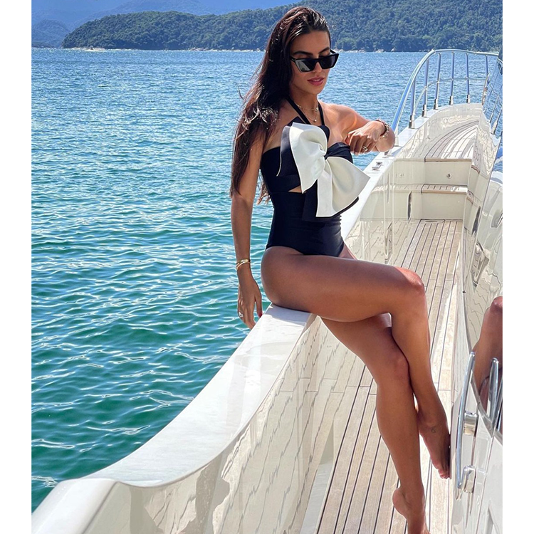 Ruffle Color Block One Piece Swimsuit