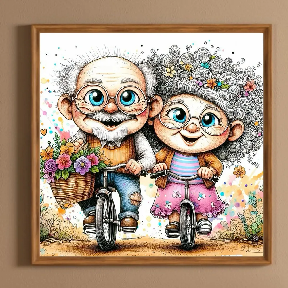 Diamond Painting - Full Round Drill - Old Couple(Canvas|30*30cm)