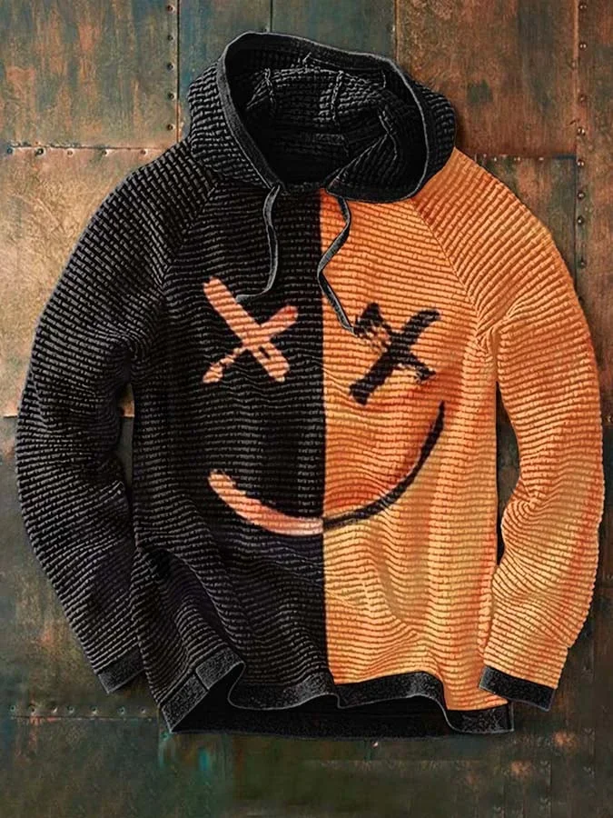 Men's Hooded Long Sleeve Loose Print Sweatshirt