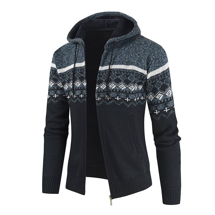 MEN'S PLUSH PLUS SIZE HOODED CARDIGAN SWEATER