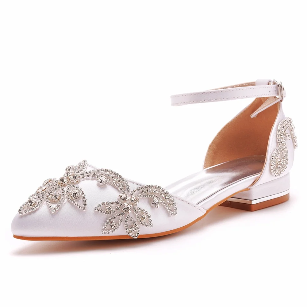 Breakj Breakj Cm Flat Heds Casual Tip Hollow Sandals Low Heeled White Bungalow Diamond Wedding Shoes Dress Shoes