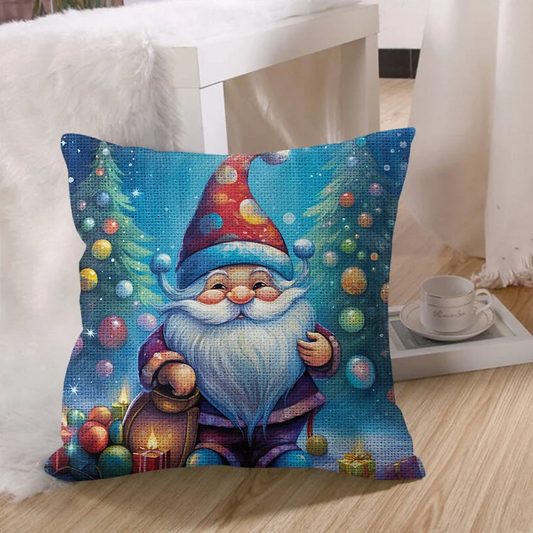 Christmas Gnome Pillow Case Cross Stitch Kits Stamped 11CT DIY Embroidery  Gifts