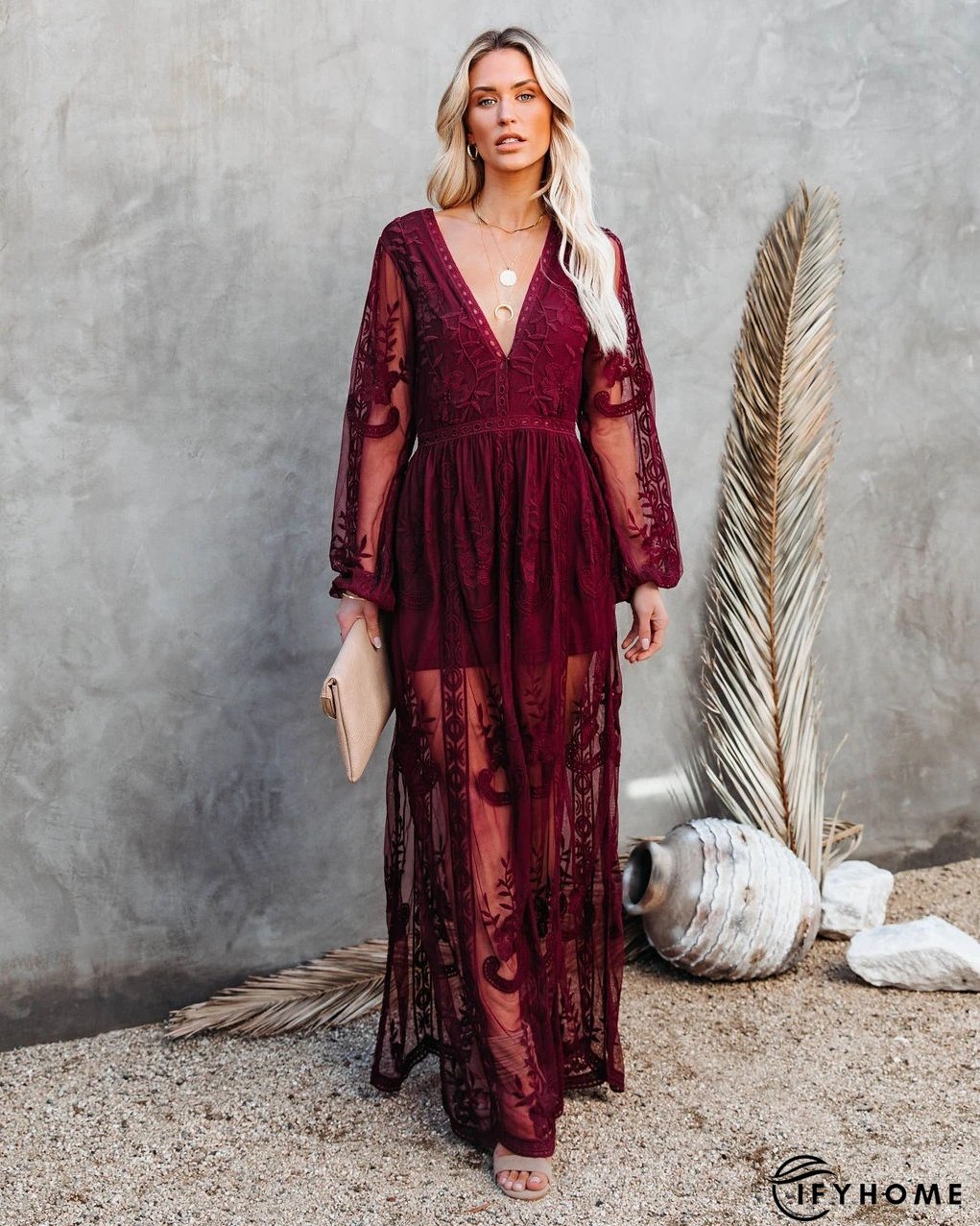 Boho Lace Maxi Dress Party Holiday Dress | IFYHOME
