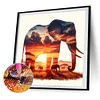 Diamond Painting -DIY Round Partial AB Drill Elephant Silhouette(45x45cm)