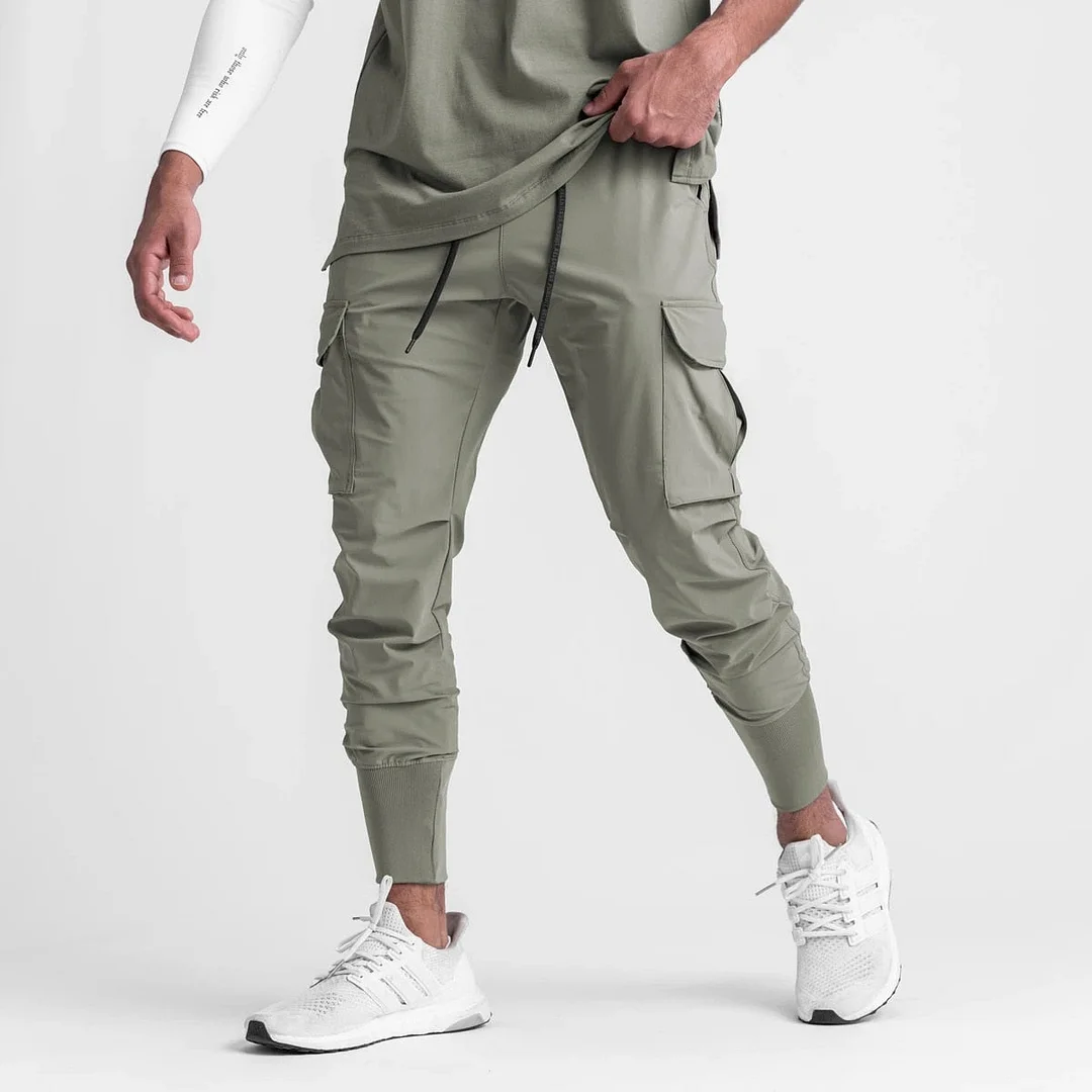 Aonga New Sports Cargo Pants Men Fitness Trousers Summer Thin Loose Quick-Drying Sweatpants Stretch Beam Foot Running Training Pants