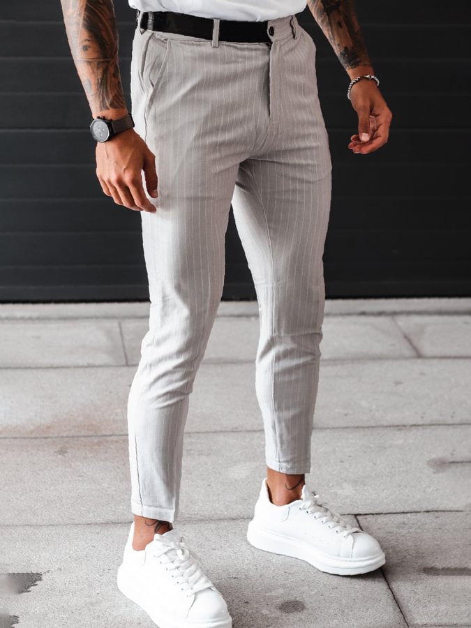 Men's Casual Khaki Stripes Trousers