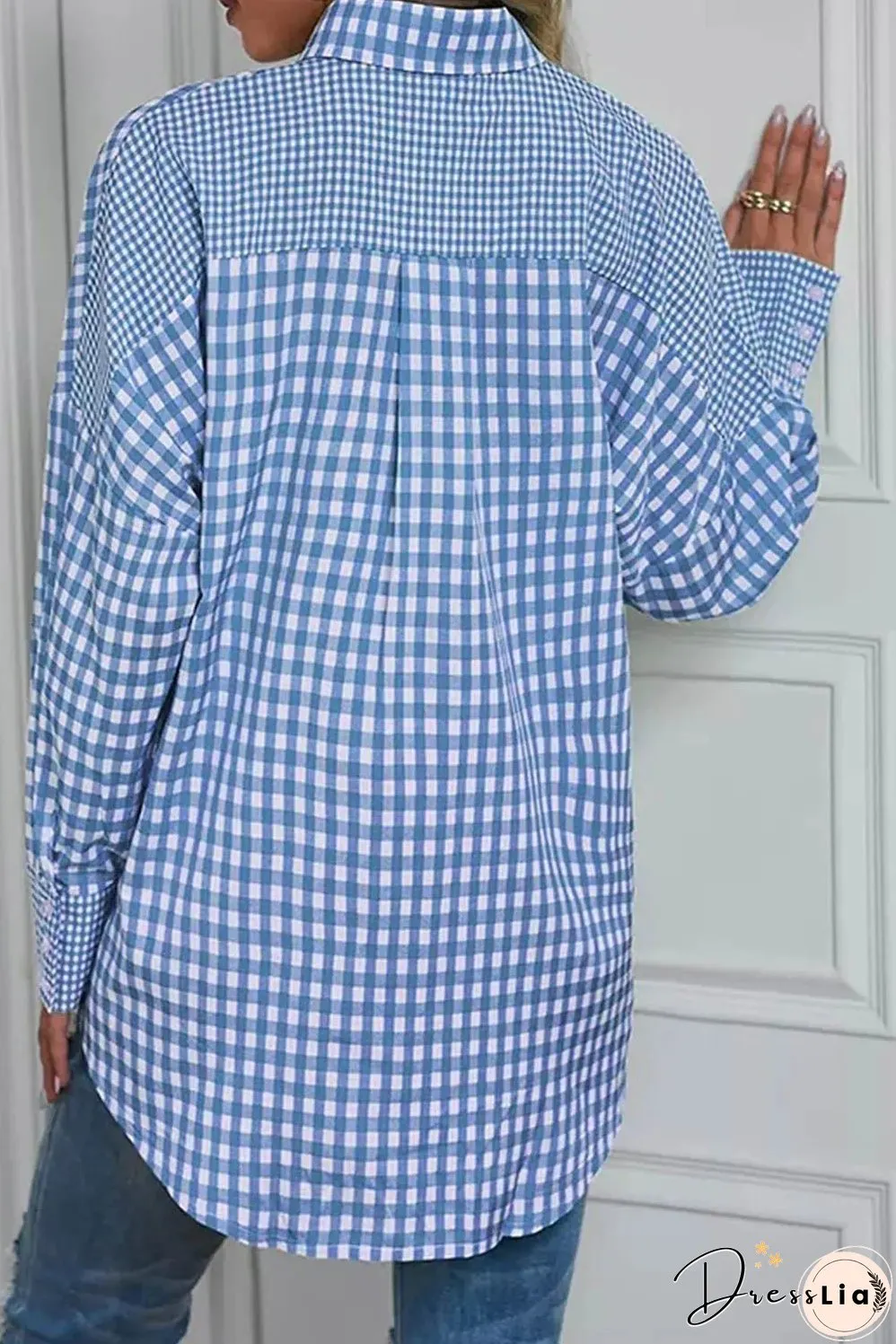 Pocketed Plaid Collared Neck Long Sleeve Shirt