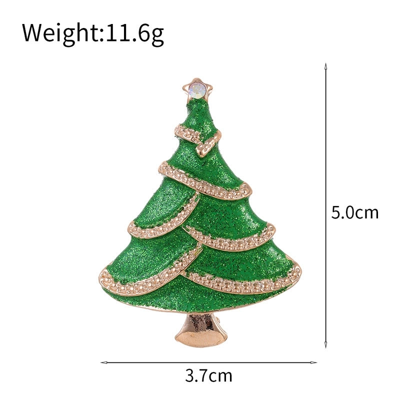 Cute Pin Christmas Tree Zinc Alloy Enamel Plating Inlay Rhinestones Unisex Brooches