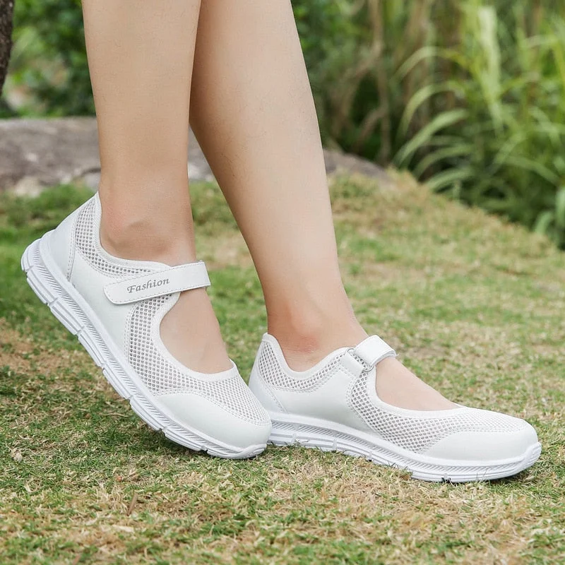 Women's Sneakers Breathable Mesh Walking Ladies Flat Shoes Woman White Sneakers For Women Vulcanize Female Shoes Zapatos Mujer
