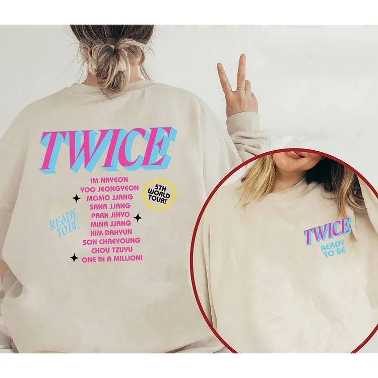 TWICE 5th World Tour READY TO BE Member Name Sweatshirt