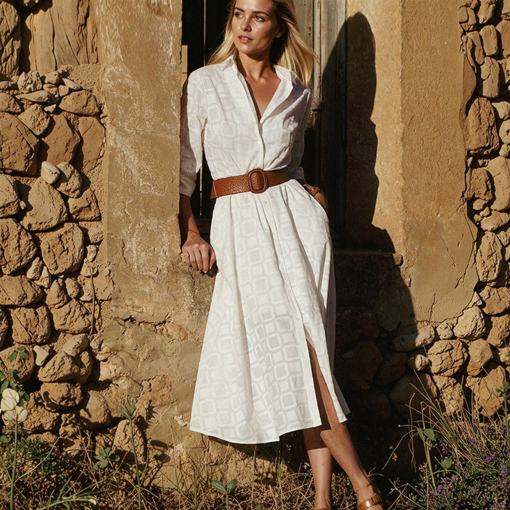 Check Print Midi Shirt Dress