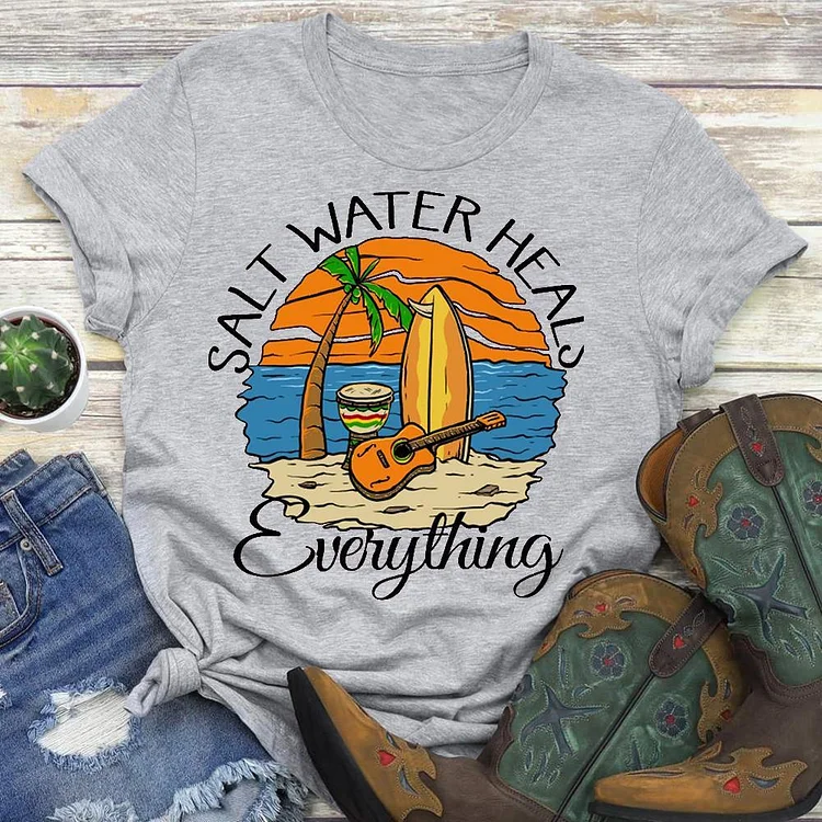 Salt Water Heals Everything Funny For Summer T-shirt Tee - 01447