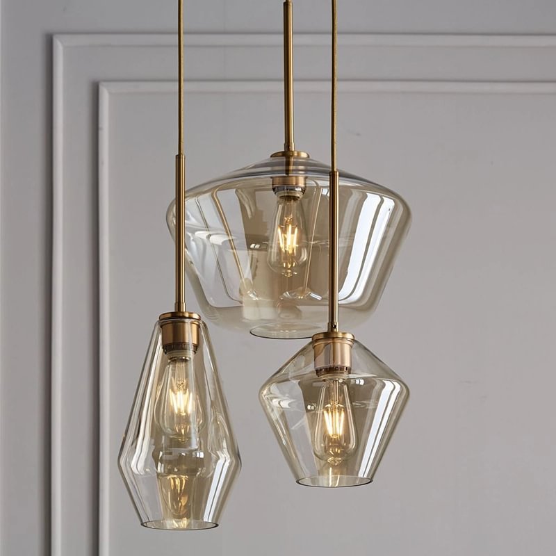 Sculptural Glass 3-Light Geo Chandelier