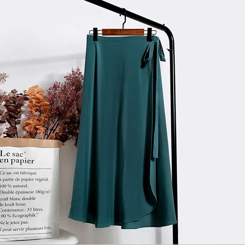 Skirts Women Tender Charm Daily Pure Chiffon Ulzzang Side-slit College Elegant Simple Clothing Summer Leisure Artistic Lace-Up