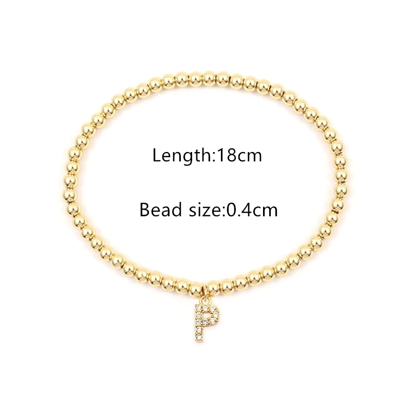 Copper Inlay Letter Zircon Bracelets