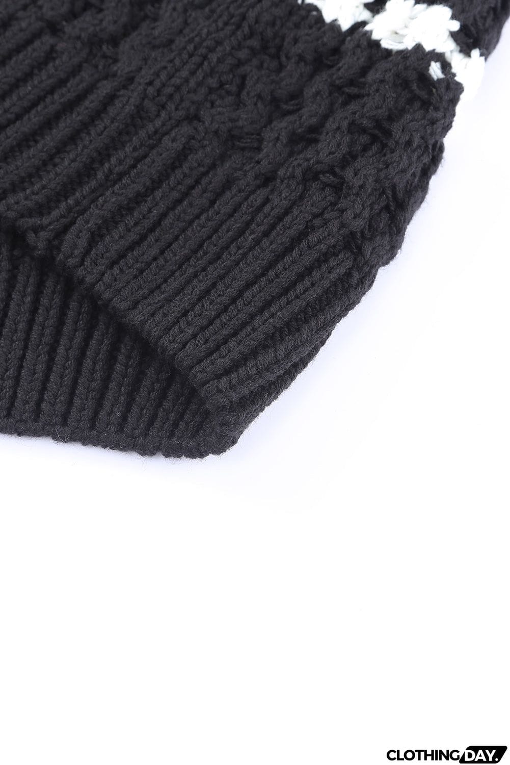 Striped Color Block Textured Knit Pullover Sweater