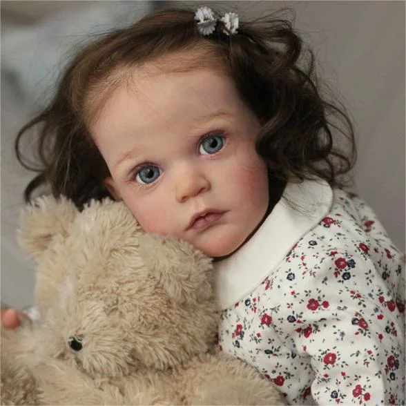 Realistic Toddler Doll 20'' Frederica Soft Weighted Body Reborn Baby Doll Girl With Long Brown Hair