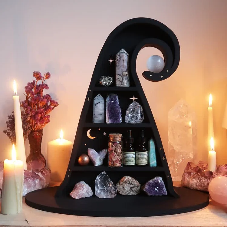 Witch Hat Wooden Crystal Shelf