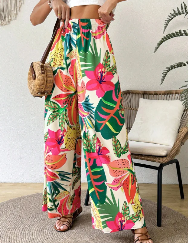 Nigikala Nigikala Hot New Print Leisure Printing Wide Legs Fashion Beach Women's Pants