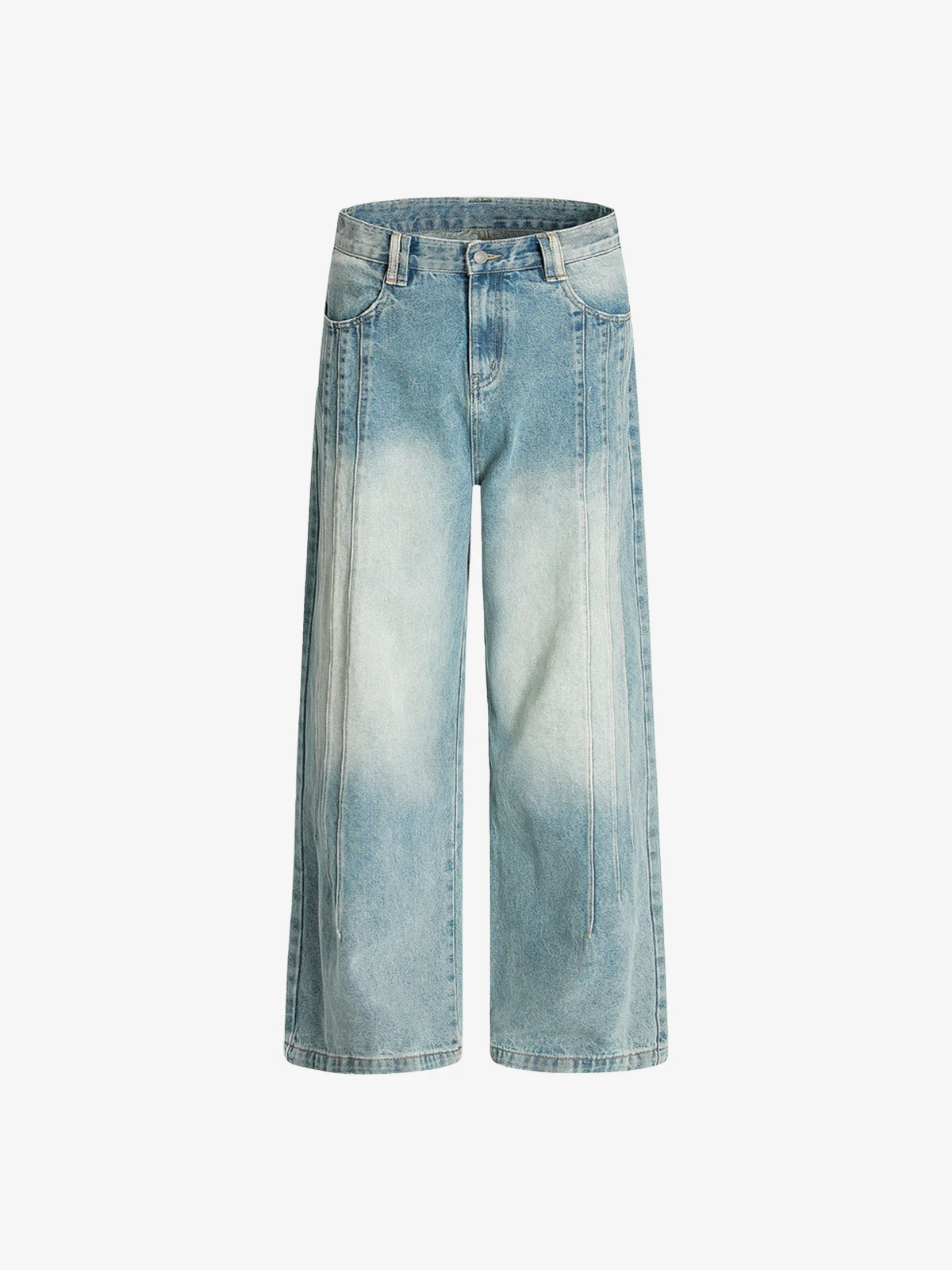 Blue Act Chic Washed Gradient Punk Pleated Jeans Front