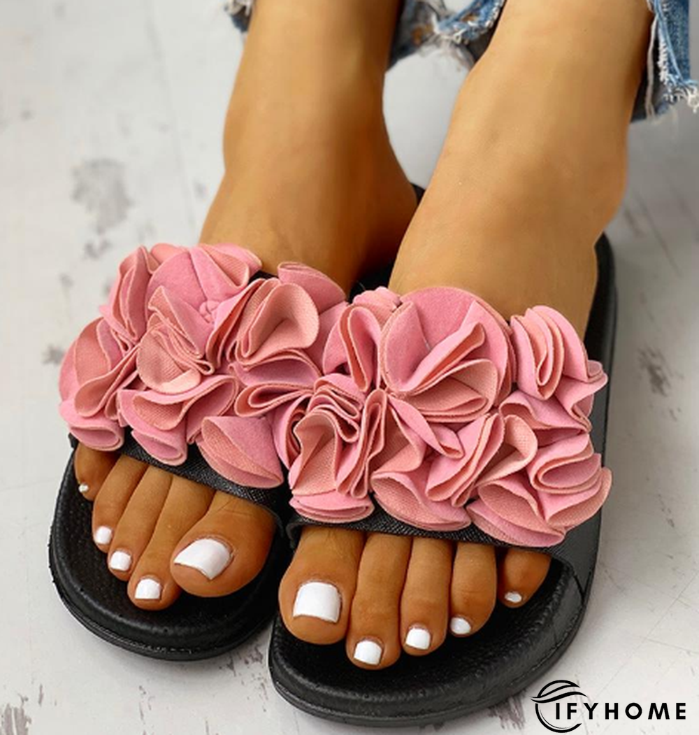 Women Flower Flat Heel Casual Summer Slippers | IFYHOME