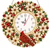 Acrylic Special Shape Xmas Wreath Bird Diamond Pearl Painting Clock Handicraft Hanging Kit