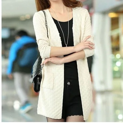 Women Cardigans Vintage Women Spring Autumn Medium-long Cardigan Female Fashion Knitted Outerwear Sweater