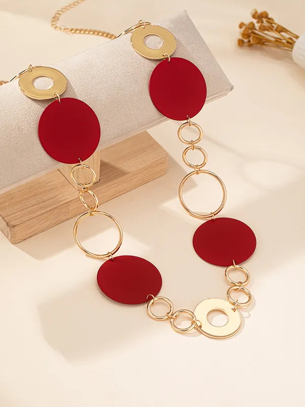 Geometric Chains Necklaces Accessories RED-One_size