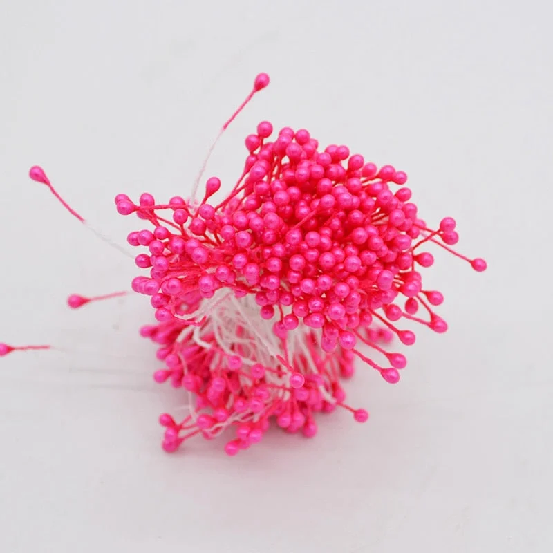 1 Bundle= (500PCS )Artificial Flower Double Heads Stamen Pearlized Craft Cards Cakes Decor Floral for home wedding party decor