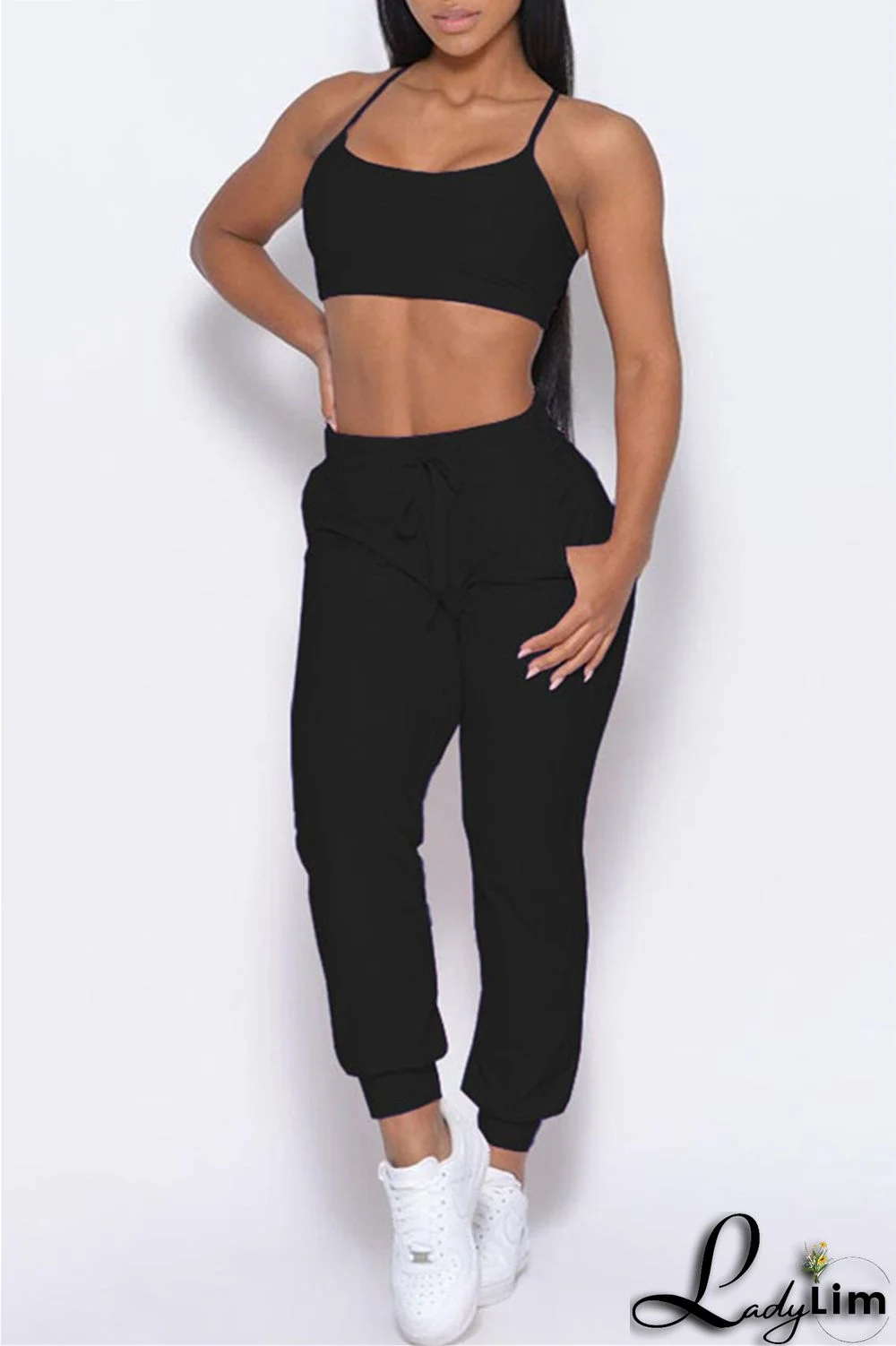 Pink Casual Sportswear Solid Cardigan Vests Pants Long Sleeve Three-piece Set