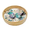 Wooden Butterfly Diamond Painting Serving Tray with Handle for Coffee Table