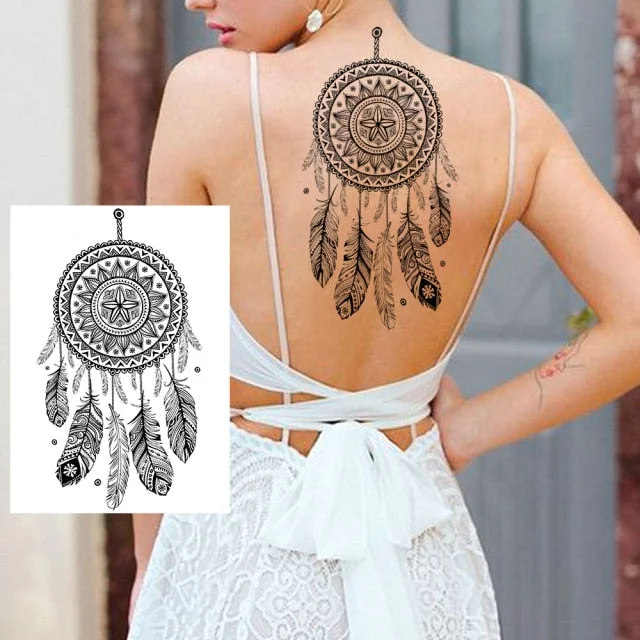 REJASKI Black Henna Lace Temporary Tattoos Sticker For WOmen Butterfly Moth Mehndi Flower Fake Tatoo Sticker Feather Flora Tatoo
