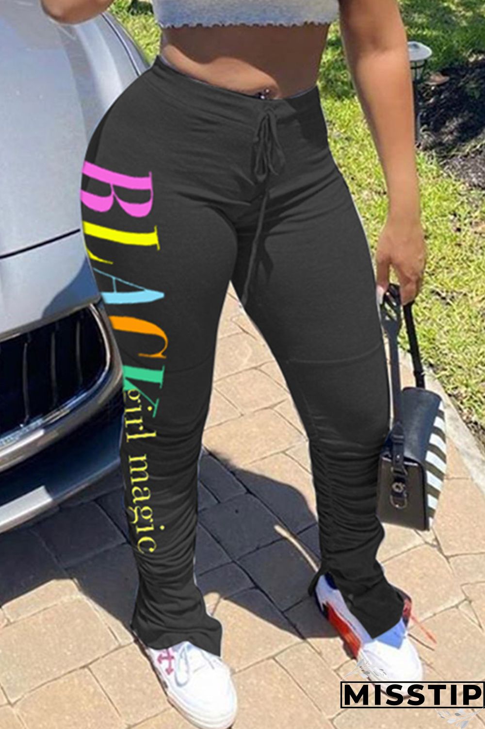 Light Green Fashion Casual Letter Printed Sports Pants